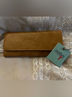 HOBO Tan Leather Zip-Front Wallet Clutch